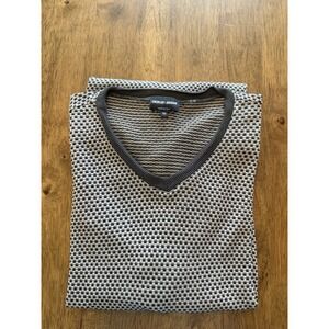 Giorgio Armani Made In Italy Men's 56 XL Textured Knit V Neck Short Sleeve